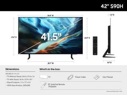 Samsung QN42S90HAEXZA 42 Inch Class OLED S90H 4K Samsung Vision AI Smart TV (2026)