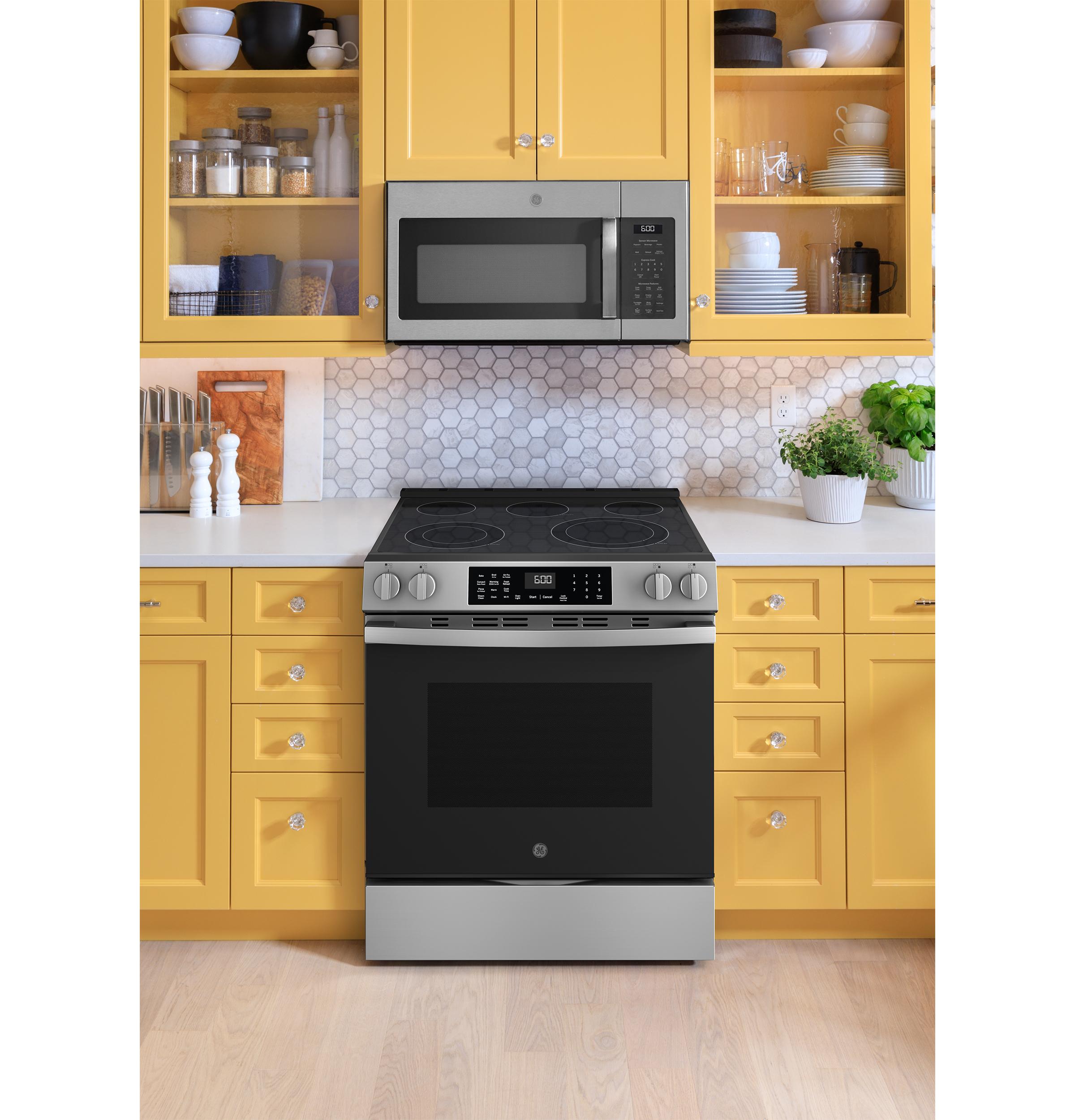 GRS600AVFS GE® 30" Slide-In Electric Convection Range with No Preheat Air Fry and EasyWash™ Oven Tray