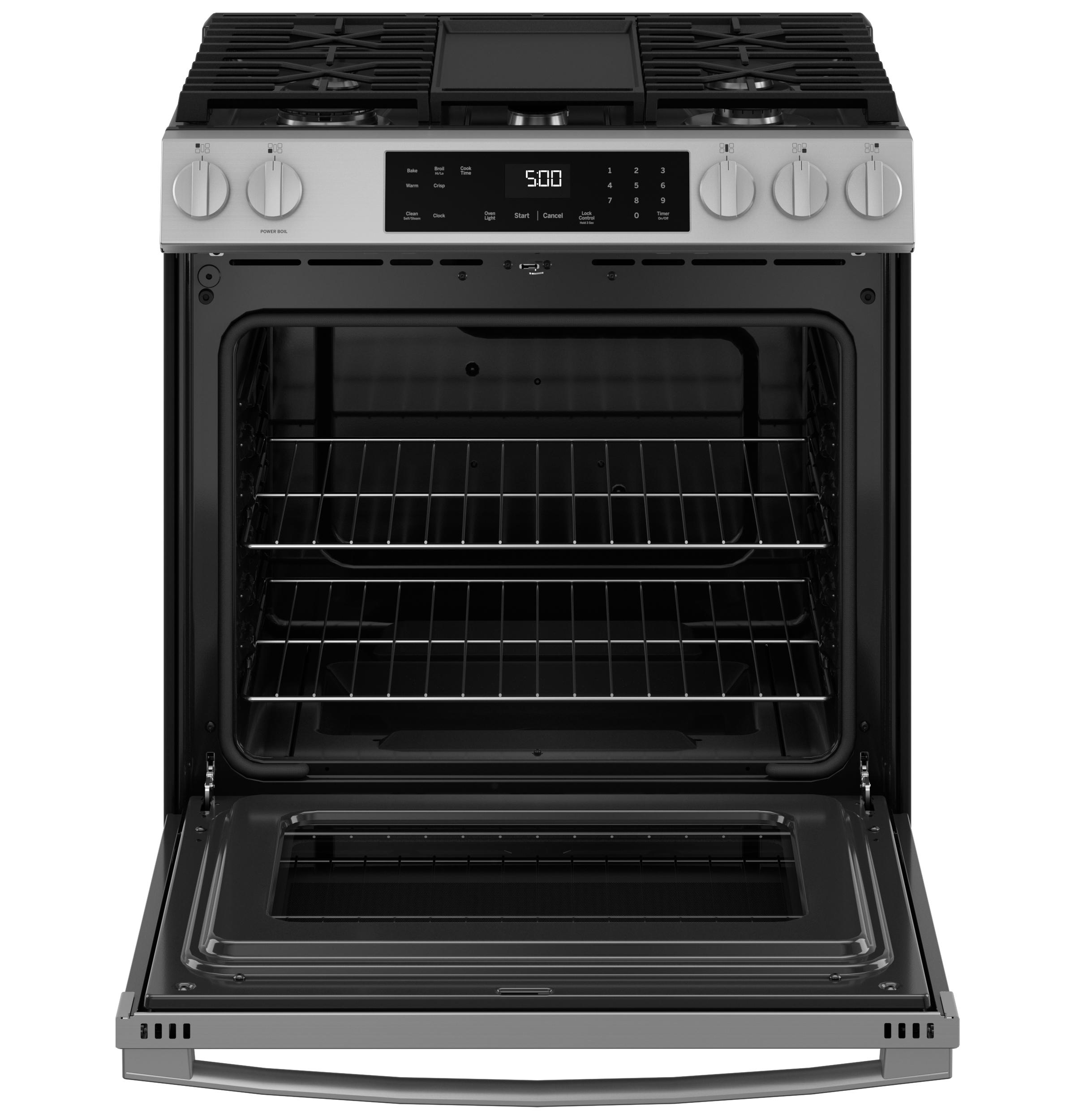 GGS500PVSS GE® 30" Slide-In Front-Control Gas Range with Crisp Mode