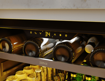 Zephyr PRPB24C01CG Presrv Pro Beverage Cooler, 24in Under Cabinet, SS+Glass, Reverse Door, 1 Zone