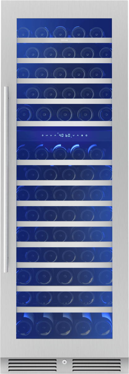 Zephyr PRW24F02CG Presrv Wine Cooler, 24in Full Size, SS+Glass, Reversible Door, 2 Zone