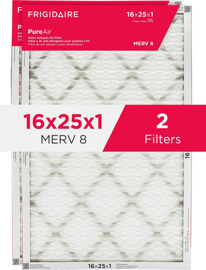 Frigidaire HVAC162582 PureAir® 16" x 25" x 1" MERV 8 Allergen Air Filter - 2 Pack
