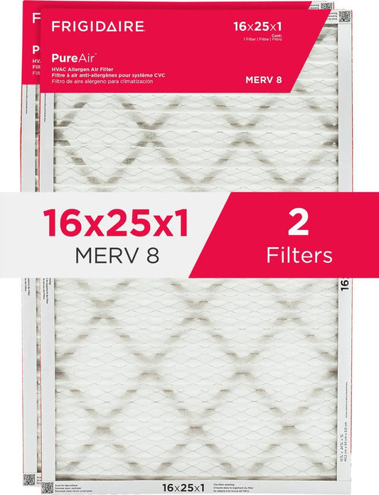 Frigidaire HVAC162582 PureAir® 16" x 25" x 1" MERV 8 Allergen Air Filter - 2 Pack