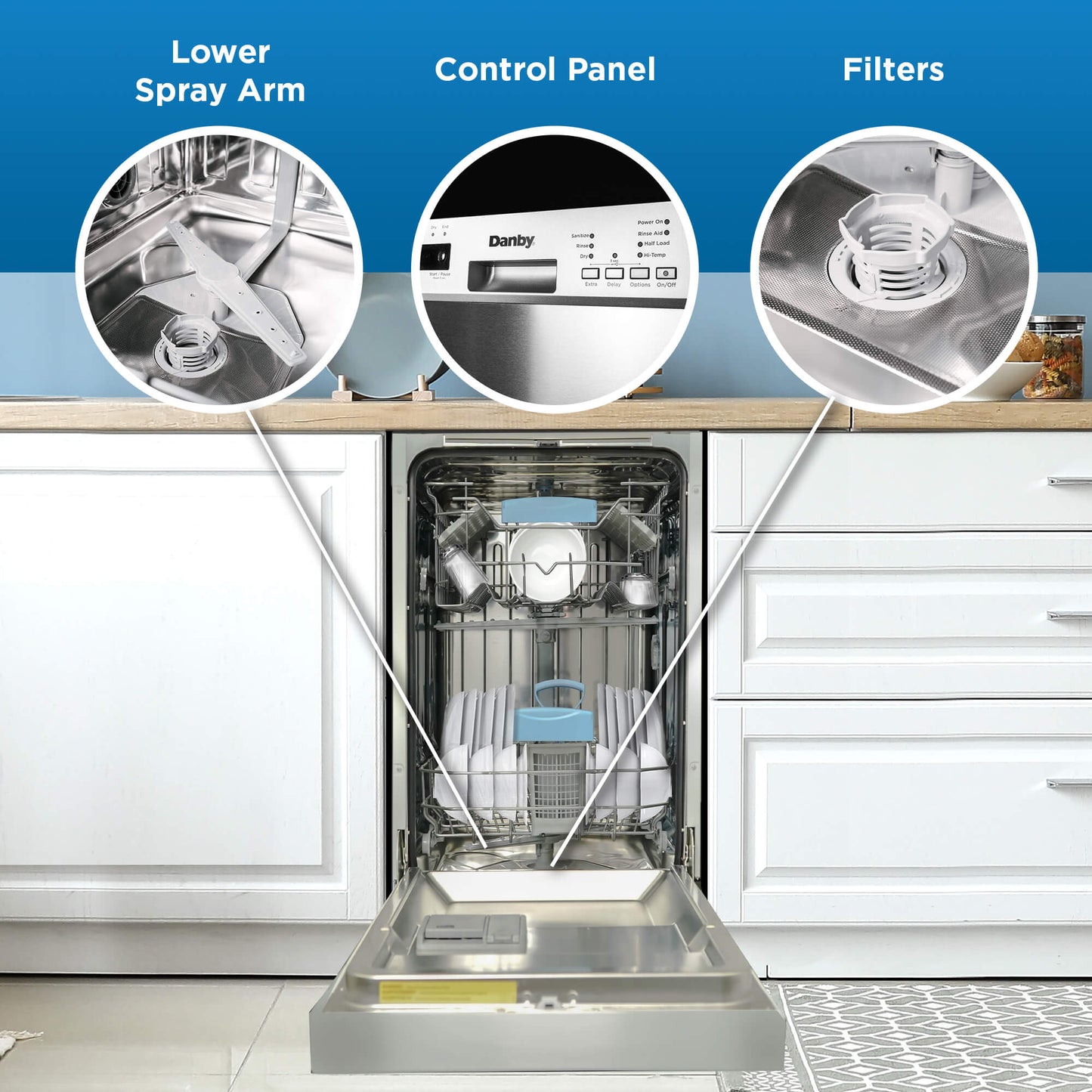 DDW18D1ESS Danby 18" Wide Built-in Dishwasher in Stainless Steel