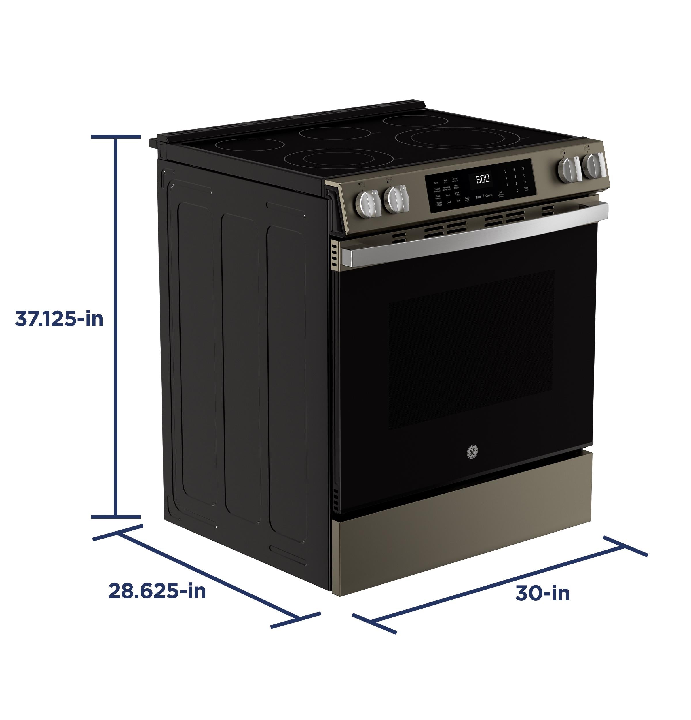 GRS600AVES GE® 30" Slide-In Electric Convection Range with No Preheat Air Fry and EasyWash™ Oven Tray