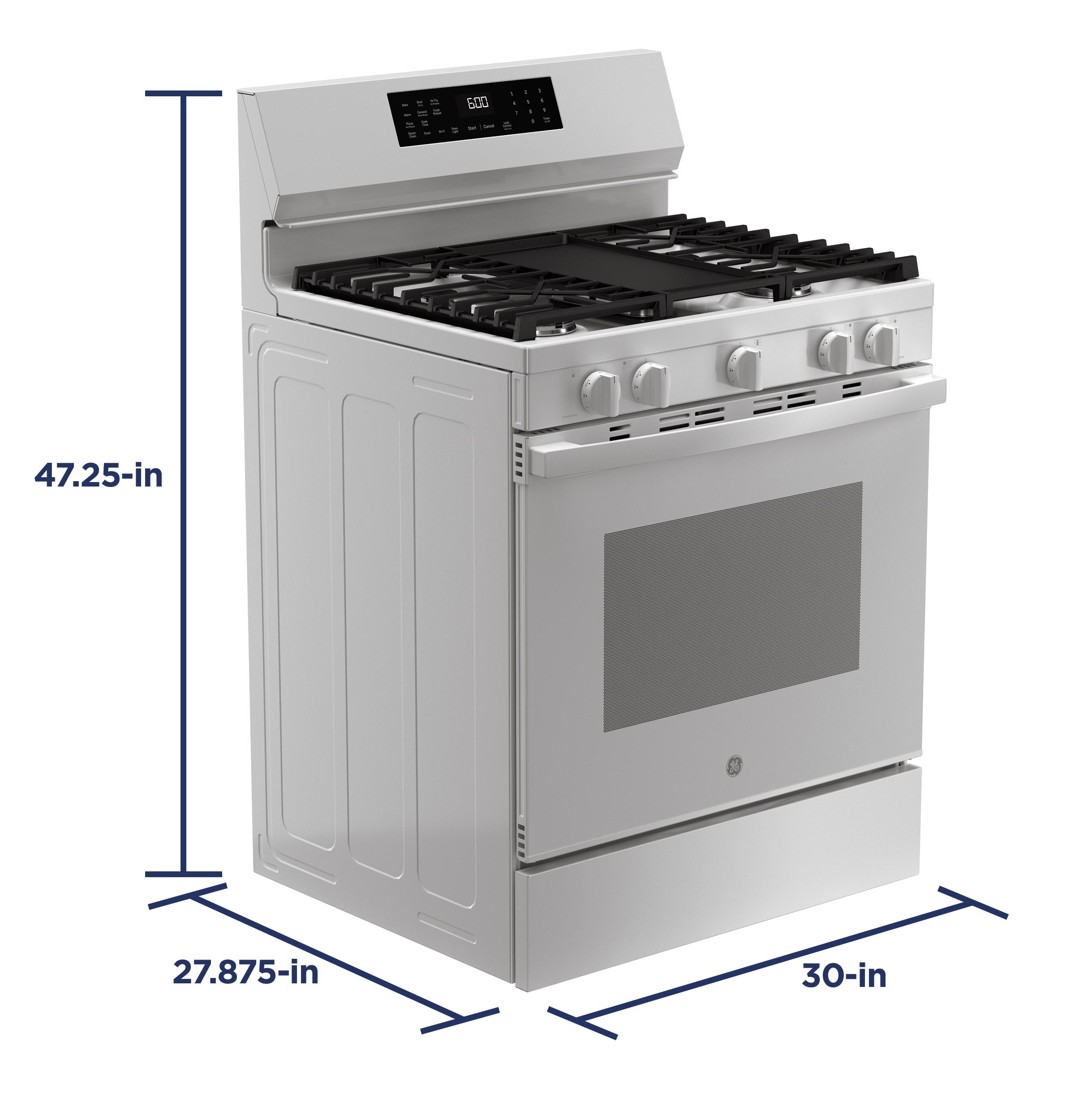 GGF600AVWW GE® 30" Free-Standing Gas Convection Range with No Preheat Air Fry and EasyWash™ Oven Tray