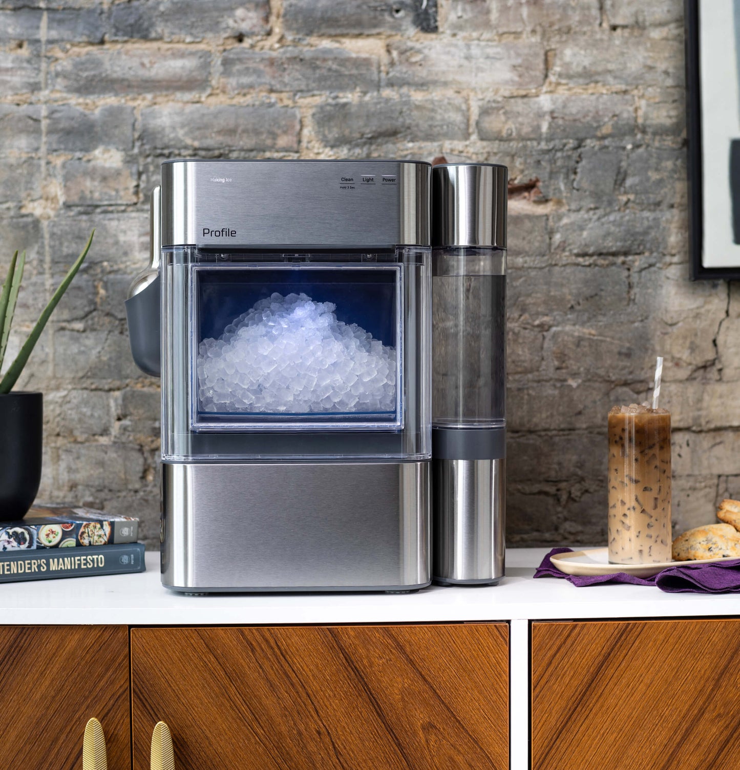 XPIO13SWSS GE Profile™ Opal™ 2.0 Ultra Nugget Ice Maker with Side Tank and Scale Inhibiting Filter