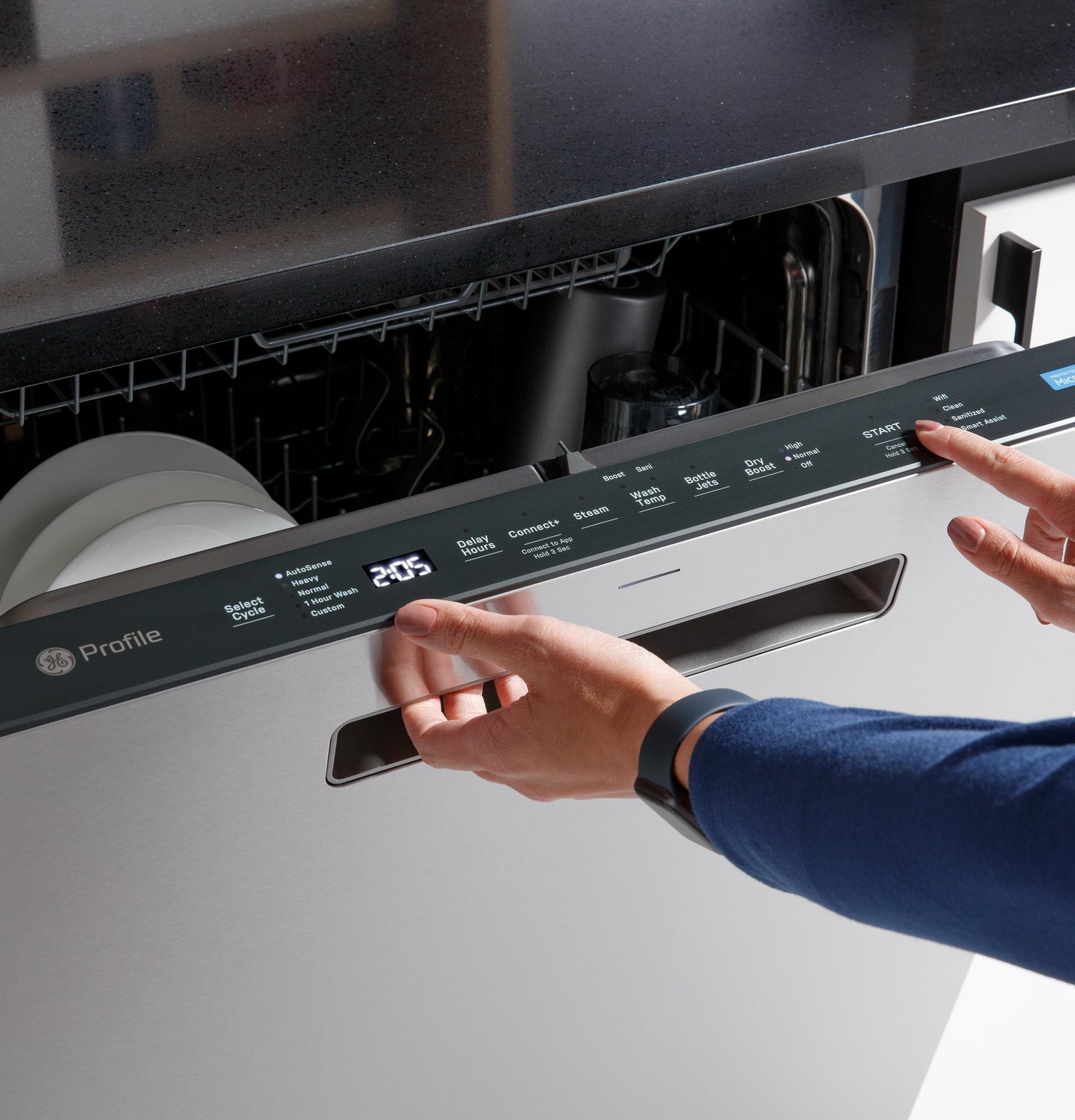 PDP715SYVFS GE Profile™ ENERGY STAR® Fingerprint Resistant Top Control Stainless Interior Dishwasher with Microban™ Antimicrobial Technology