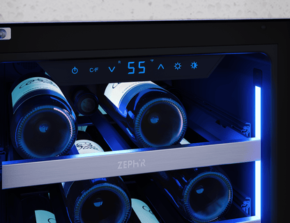 Zephyr PRW15C01CG Presrv Wine Cooler, 15in UC, SS+Gls, Rvs Door, 1Z