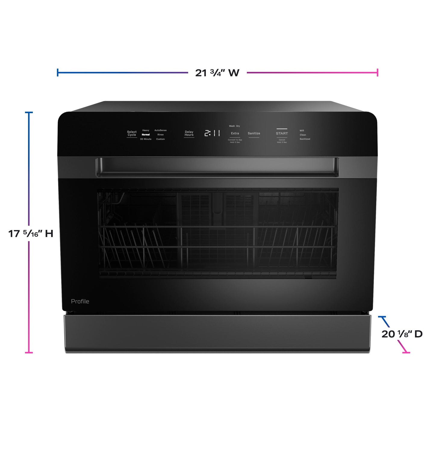 PZF560HGWBB GE Profile™ ENERGY STAR® Smart Compact Dishwasher for Countertop or Built-In