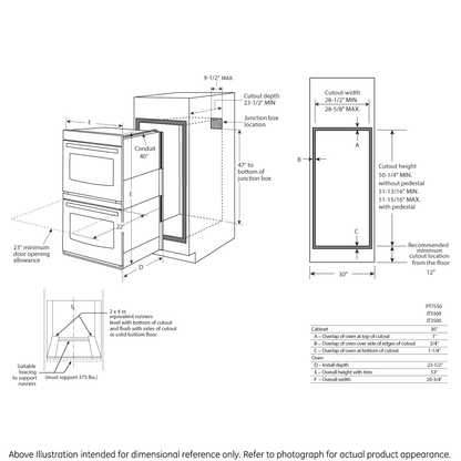 JT5500EJES GE® 30" Built-In Double Wall Oven with Convection