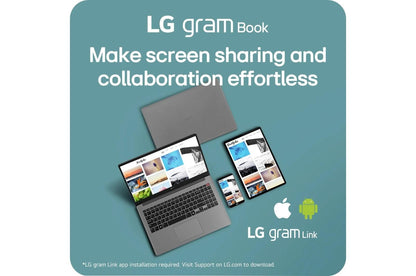 15U50TGAAS3U1 LG gram Book 15.6 Inch, Thin and Lightweight Laptop, Windows 11 Home, Intel® Core™ i5-1334U, 16GB RAM, 512GB SSD, Titan Silver