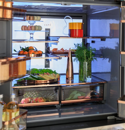 Cafe CJE23DM5WS5 CAF(EBACK)™ ENERGY STAR® 23.2 Cu. Ft. Smart Counter-Depth 4-Door French-Door Refrigerator in Platinum Glass With Dual-Dispense AutoFill Pitcher