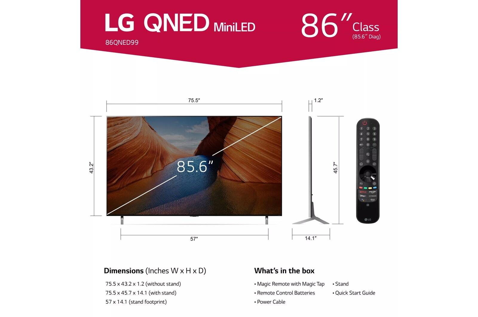 86QNED99UQA LG QNED99 UQA 86 Inch Class 8K QNED w/ ThinQ AI