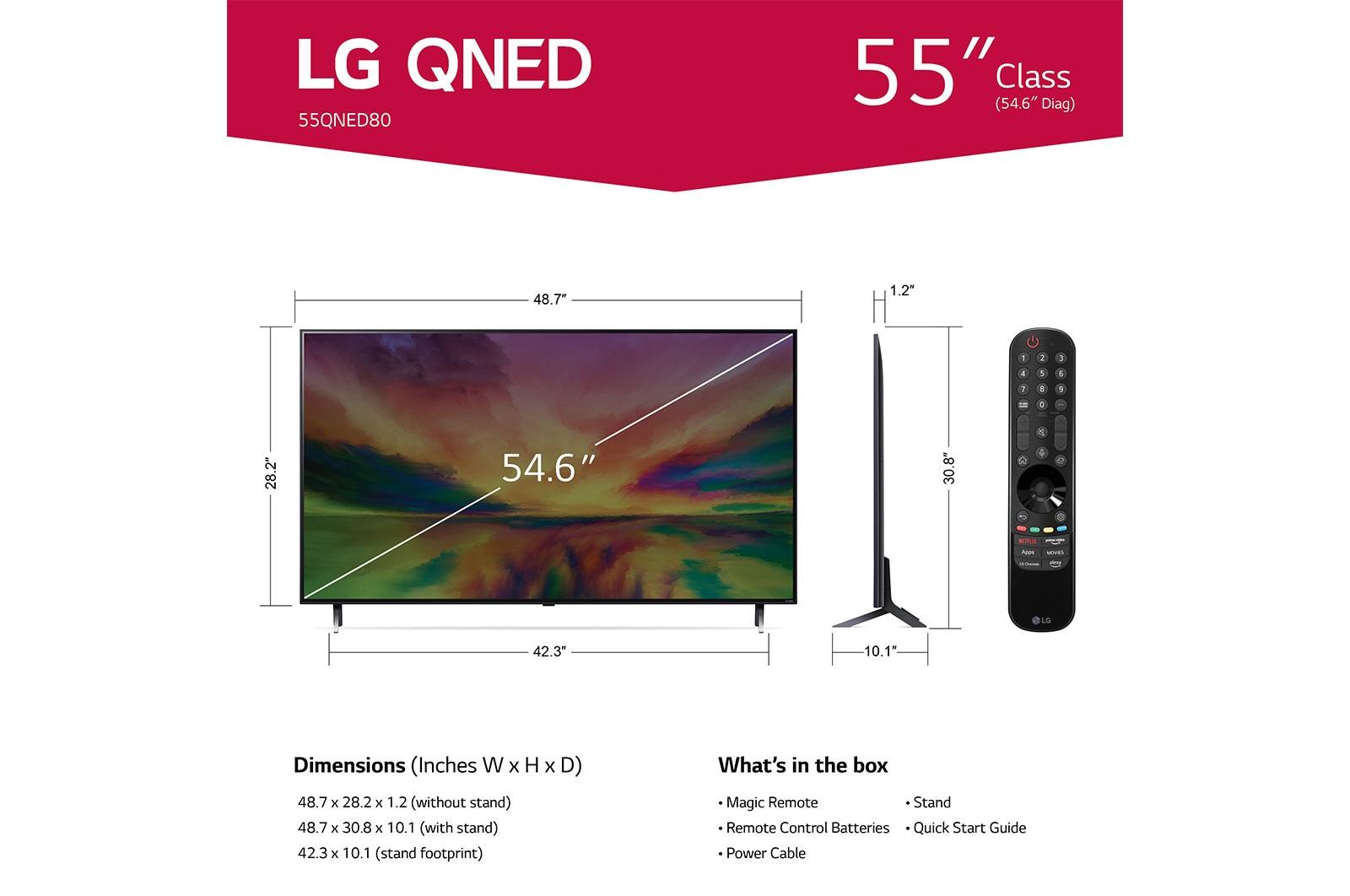 55QNED80URA LG 55 Inch Class QNED80 URA Series 4K UHD Smart webOS 23 w/ThinQ AI TV 55QNED80URA