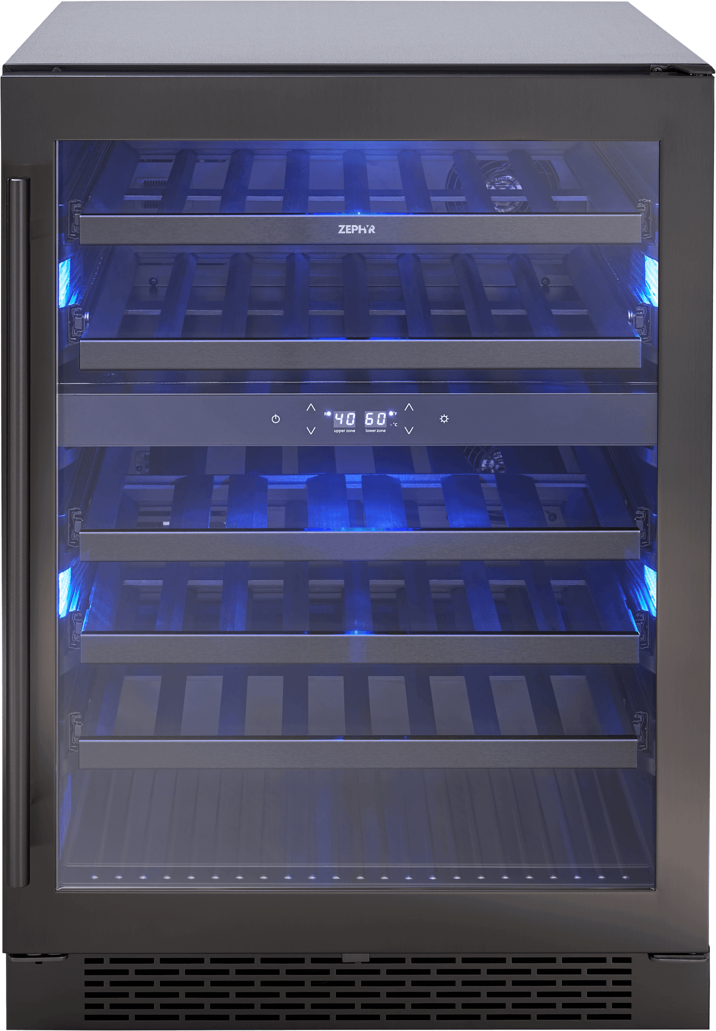 Zephyr PRW24C02BBSG Presrv Wine Cooler, 24in UC, Blk SS+Gls,Rvs Dr, 2Z