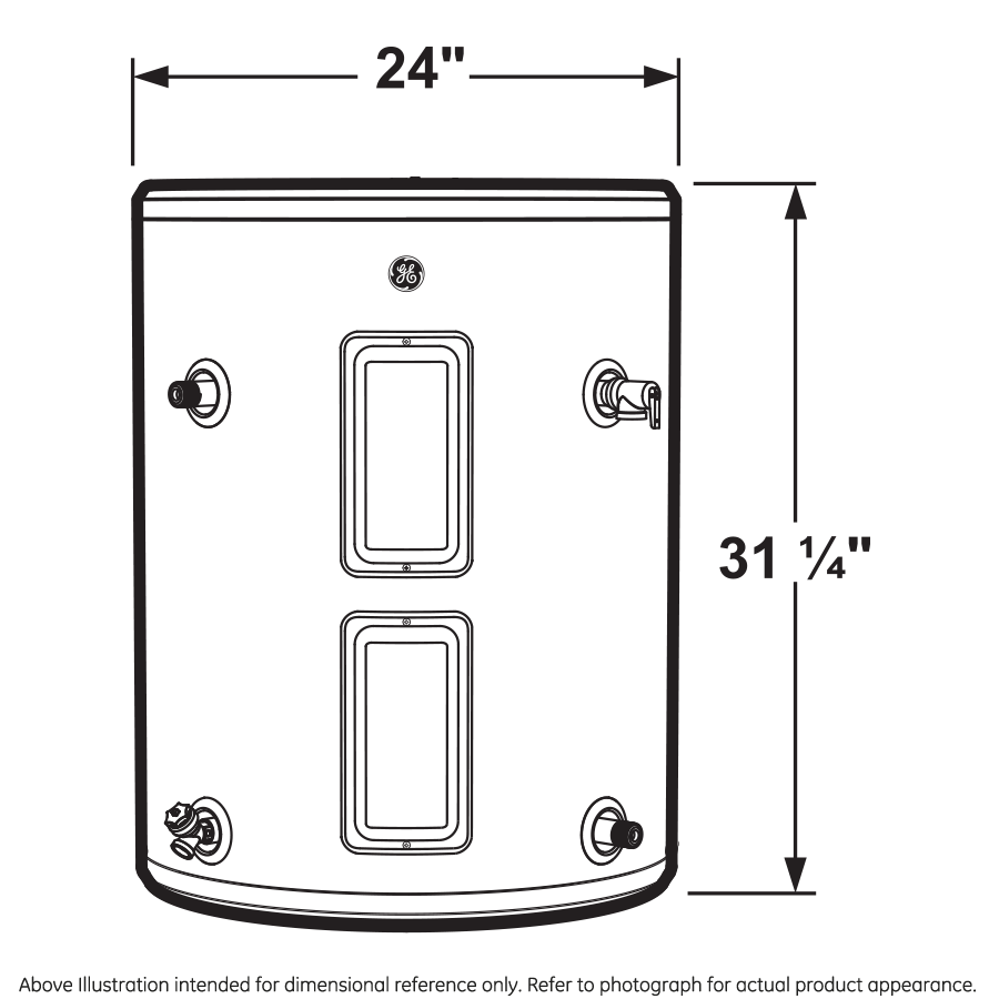 GE30L08BSM GE® 26 Gallon Side Port Lowboy Electric Water Heater