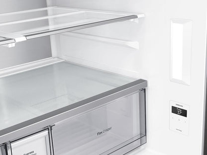 Samsung Bespoke 4-Door Flex™ Refrigerator (29 cu. ft.) with Family Hub™  in Charcoal Glass Top and Stainless Steel Bottom Panels