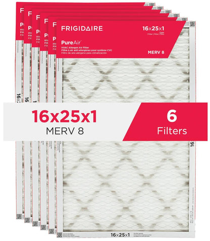 Frigidaire HVAC162586 PureAir® 16" x 25" x 1" MERV 8 Allergen Air Filter - 6 Pack
