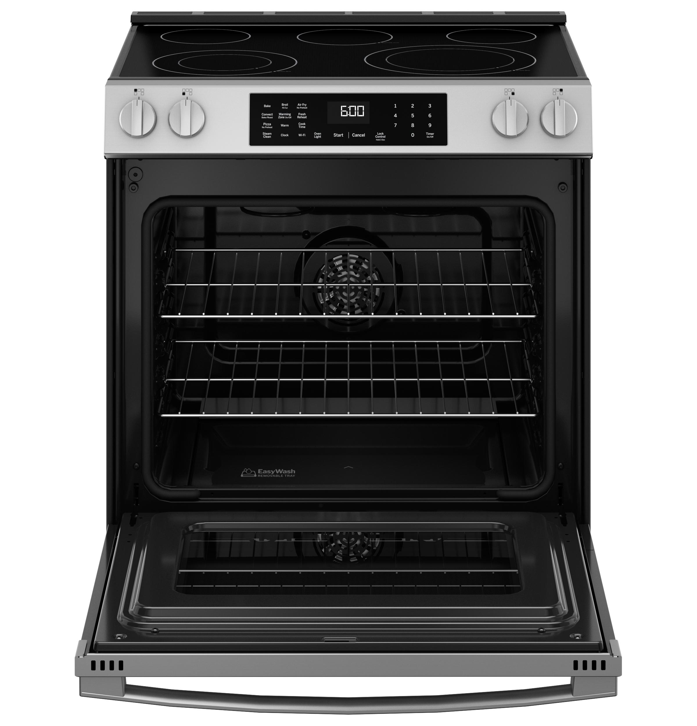 GRS600AVFS GE® 30" Slide-In Electric Convection Range with No Preheat Air Fry and EasyWash™ Oven Tray