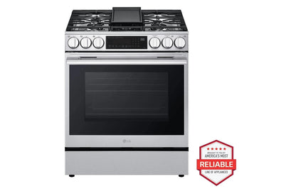 Lg LF29S8365SLSGL6335XLDNPM654S 29 cu. ft. Smart InstaView® Door-in-Door® Standard-Depth MAX™ 4-Door French Door Refrigerator with Slide-in Gas Range and FlushFit™ Top Control Dishwasher Kitchen Package in Stainless Steel