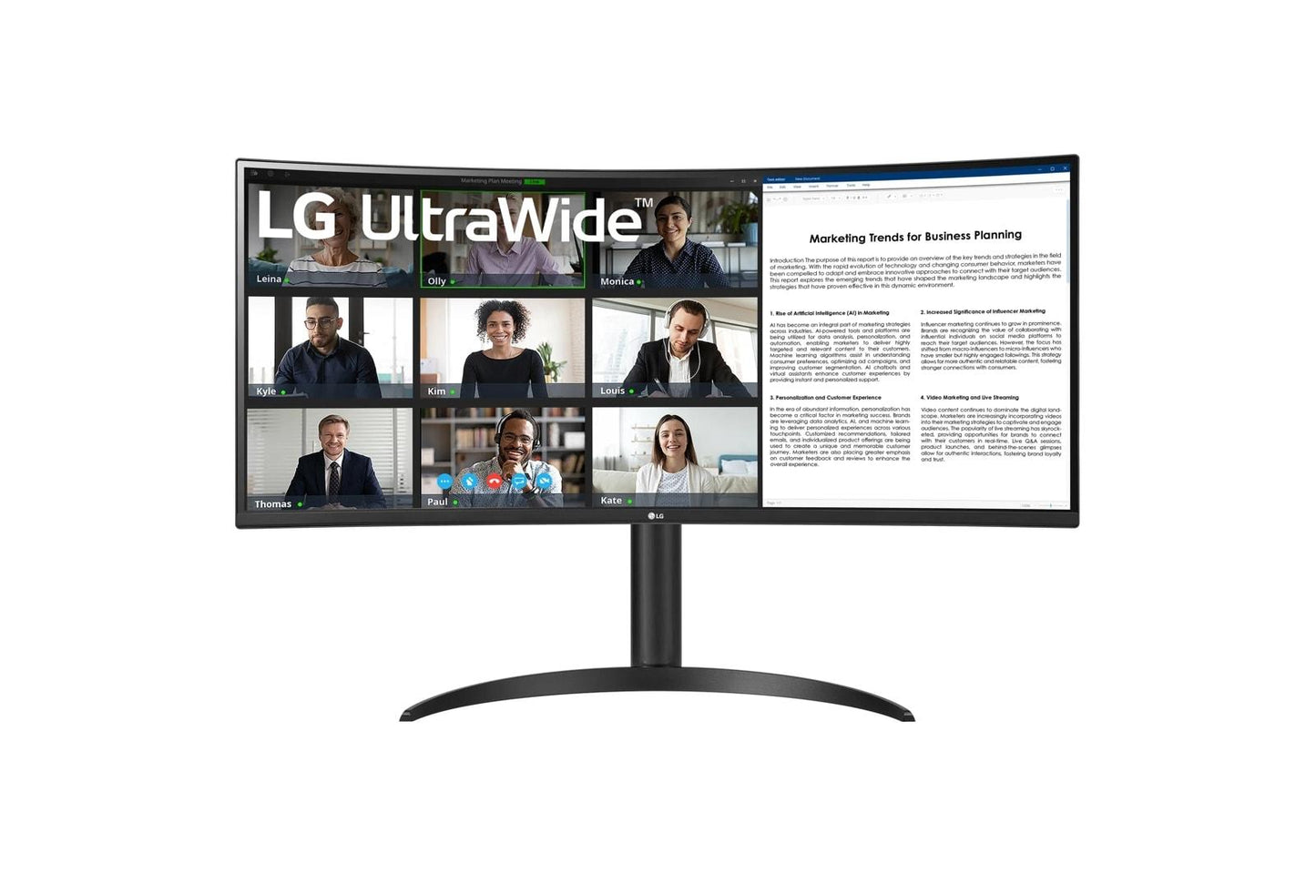 Lg 34WR55QKB 34 Inch UltraWide™ WQHD 1440P HDR 10 100Hz Curved Monitor with USB Type-C