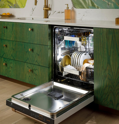 Cafe CDP888M5VS5 CAF(EBACK)™ CustomFit ENERGY STAR Stainless Interior Smart Dishwasher with Ultra Wash Top Rack and LED Lights, 39 dBA in Platinum Glass