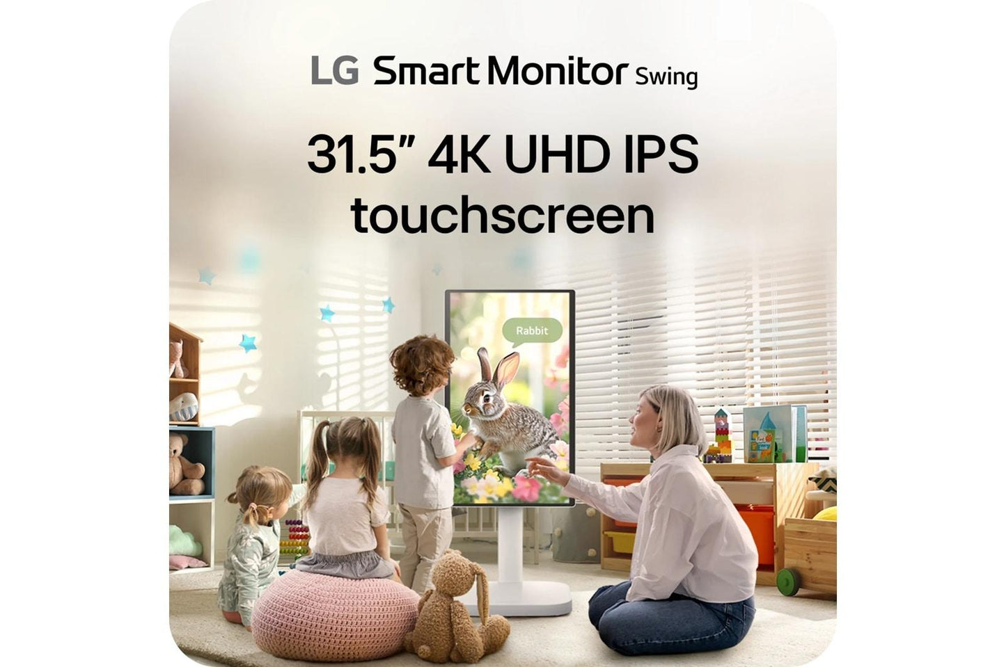 Lg 32U889SAW 32 Inch 4K UHD IPS Touchscreen Smart Monitor Swing with Rolling Stand