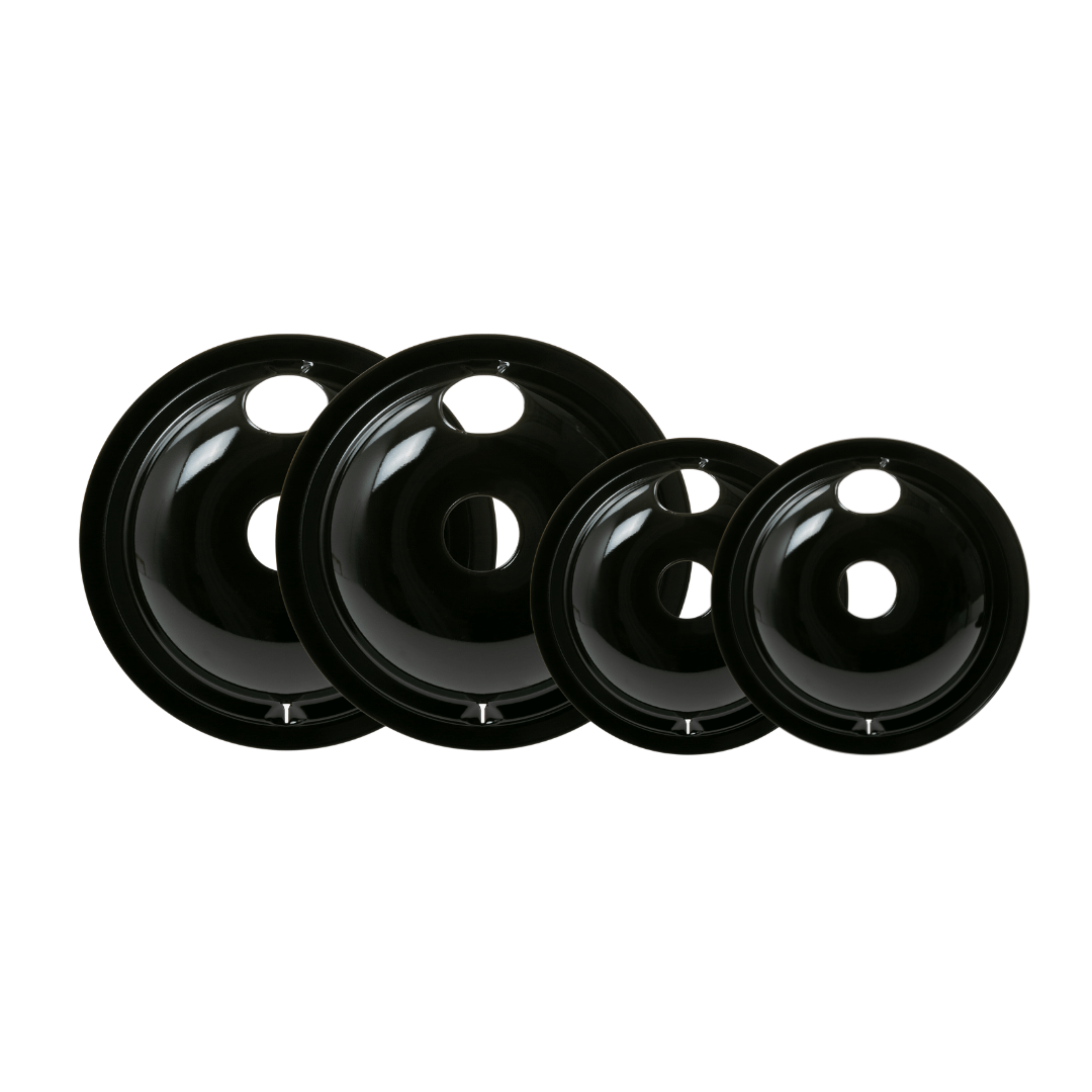 Ge Appliances GE68PA Range 4-Piece Drip Pan Set  6" & 8" Porcelain Replacement Bowls