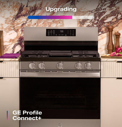 PGF700AYFS GE Profile™ 30" Smart Free-Standing Gas Convection Range with No Preheat Air Fry and EasyWash™ Oven Tray