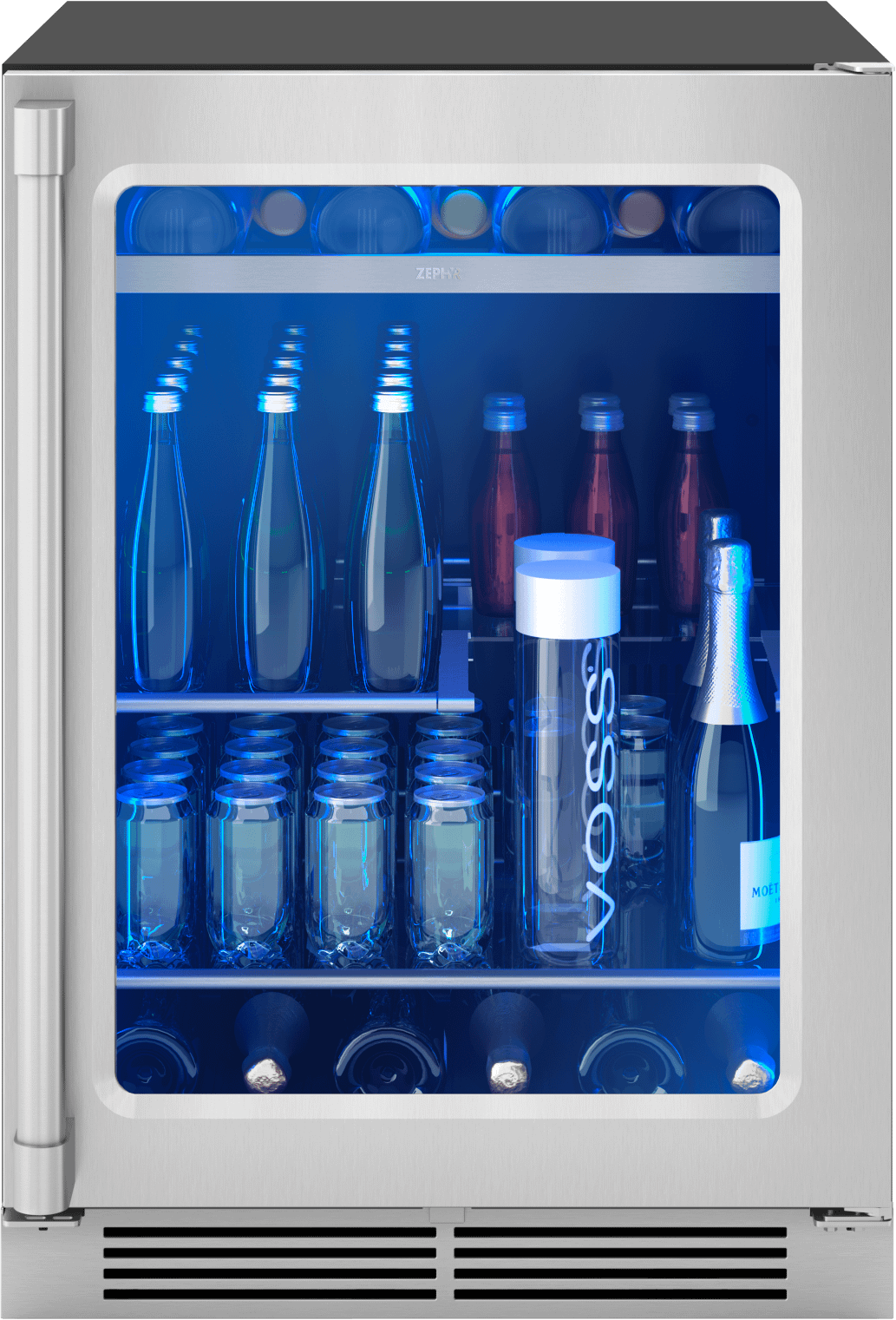 Zephyr PRPB24C01BG Presrv Pro Beverage Cooler, 24in Under Cabinet, SS+Glass, Reverse Door, 1 Zone