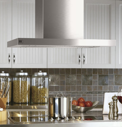 Cafe UVI1036SRSS 36" Designer Island-Mount Chimney Vent Hood with Clean Air Sensors
