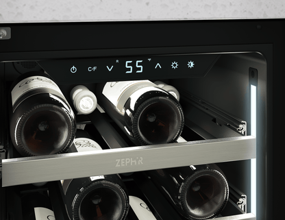 Zephyr PRW15C01CG Presrv Wine Cooler, 15in UC, SS+Gls, Rvs Door, 1Z