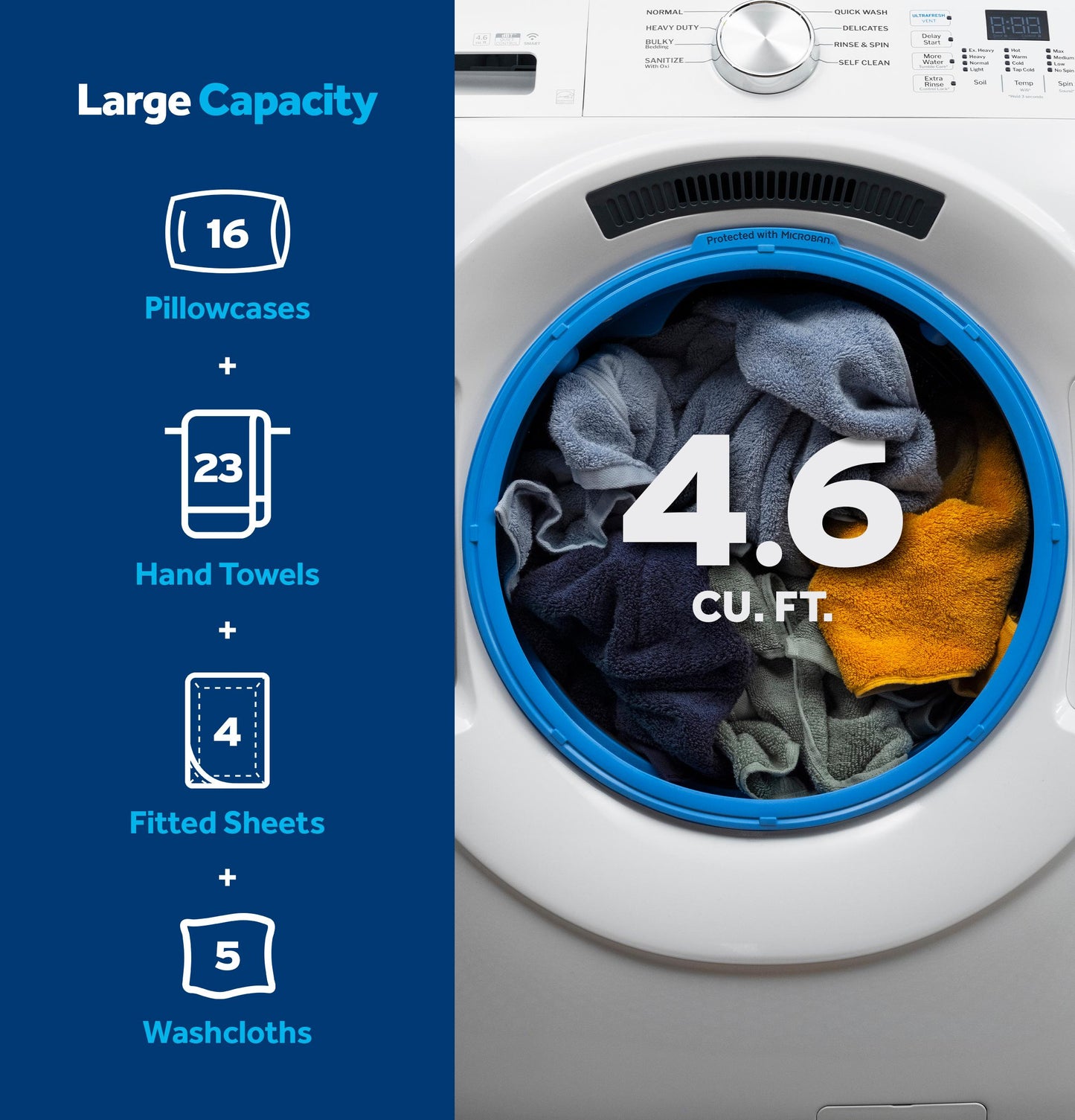 GFW350SSYWW GE® ENERGY STAR® 4.6 cu. ft. Capacity Smart Front Load Washer with UltraFresh Vent System with OdorBlock™