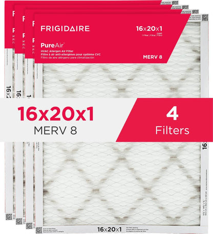 Frigidaire HVAC162084 PureAir® 16" x 20" x 1" MERV 8 Allergen Air Filter - 4 Pack