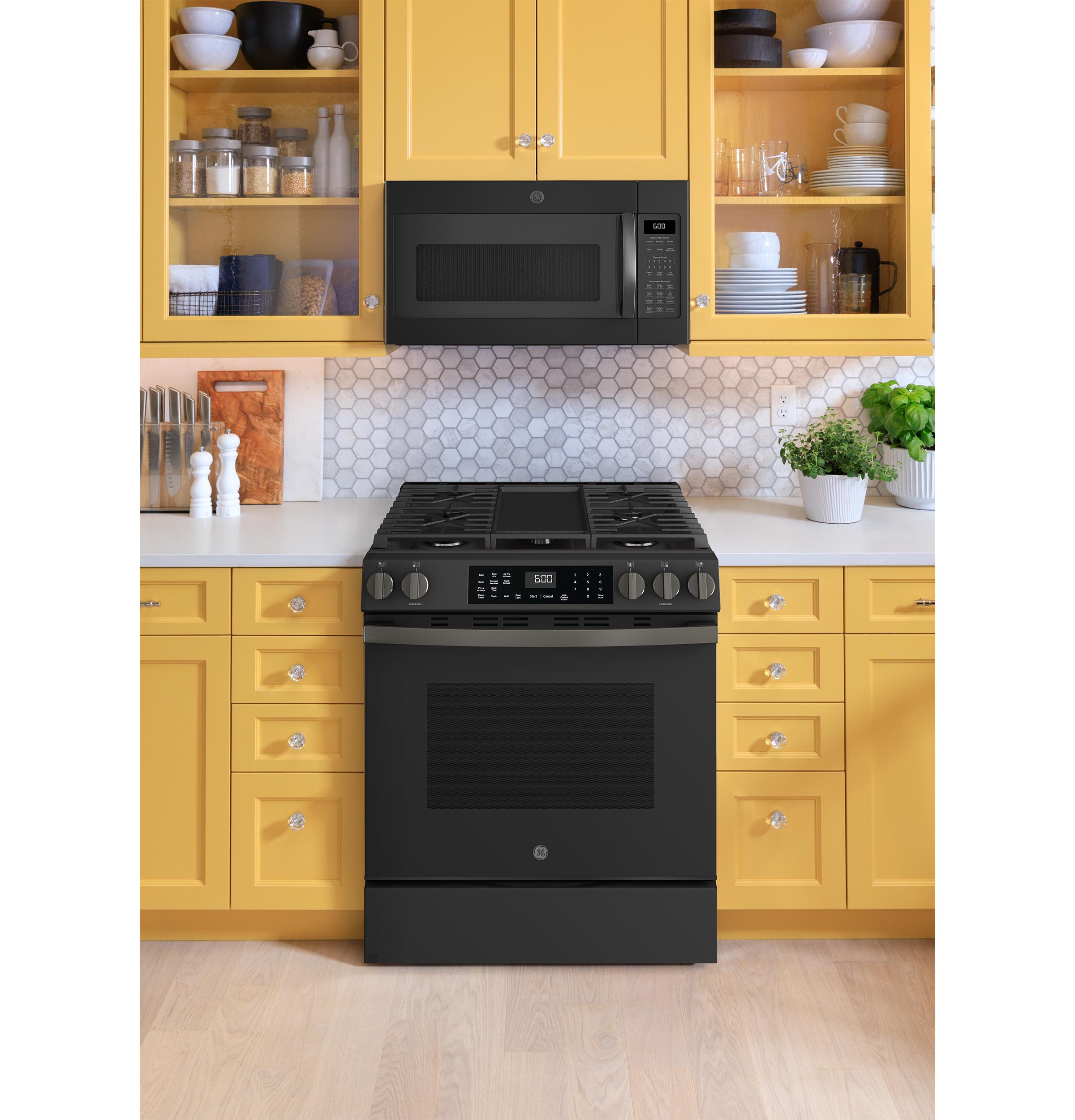 GGS600AVDS GE® 30" Slide-In Front-Control Convection Gas Range with No Preheat Air Fry and EasyWash™ Oven Tray