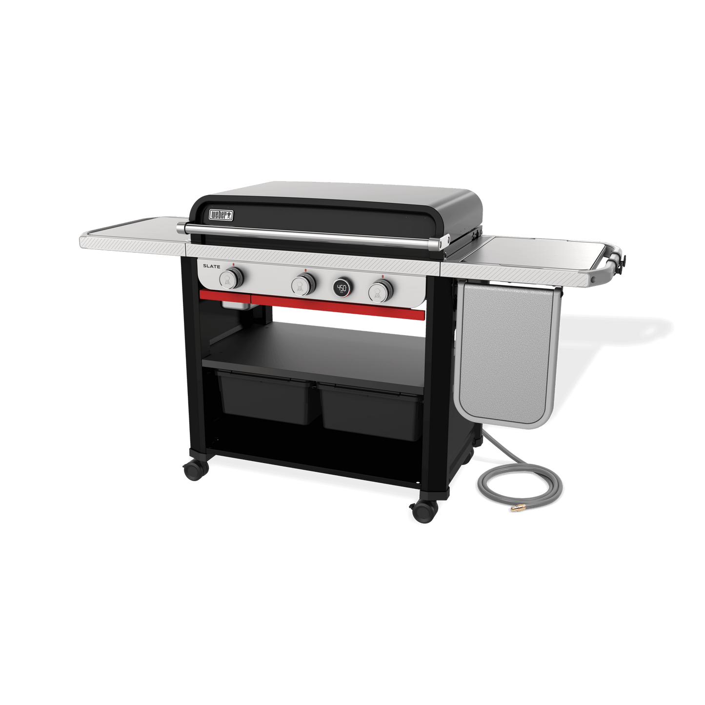 Weber 1500420 Slate® 30" Rust-Resistant Griddle with Extendable Side Table (Natural Gas) - Black