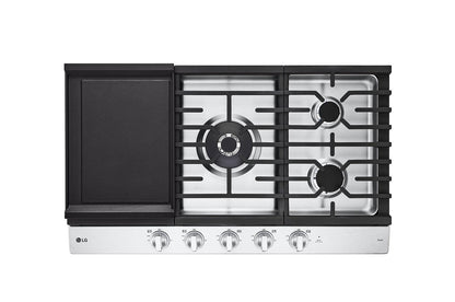 Lg CBGJ3627S 36" Smart Gas Cooktop with UltraHeat™ 22K BTU Dual Burner and LED Knobs