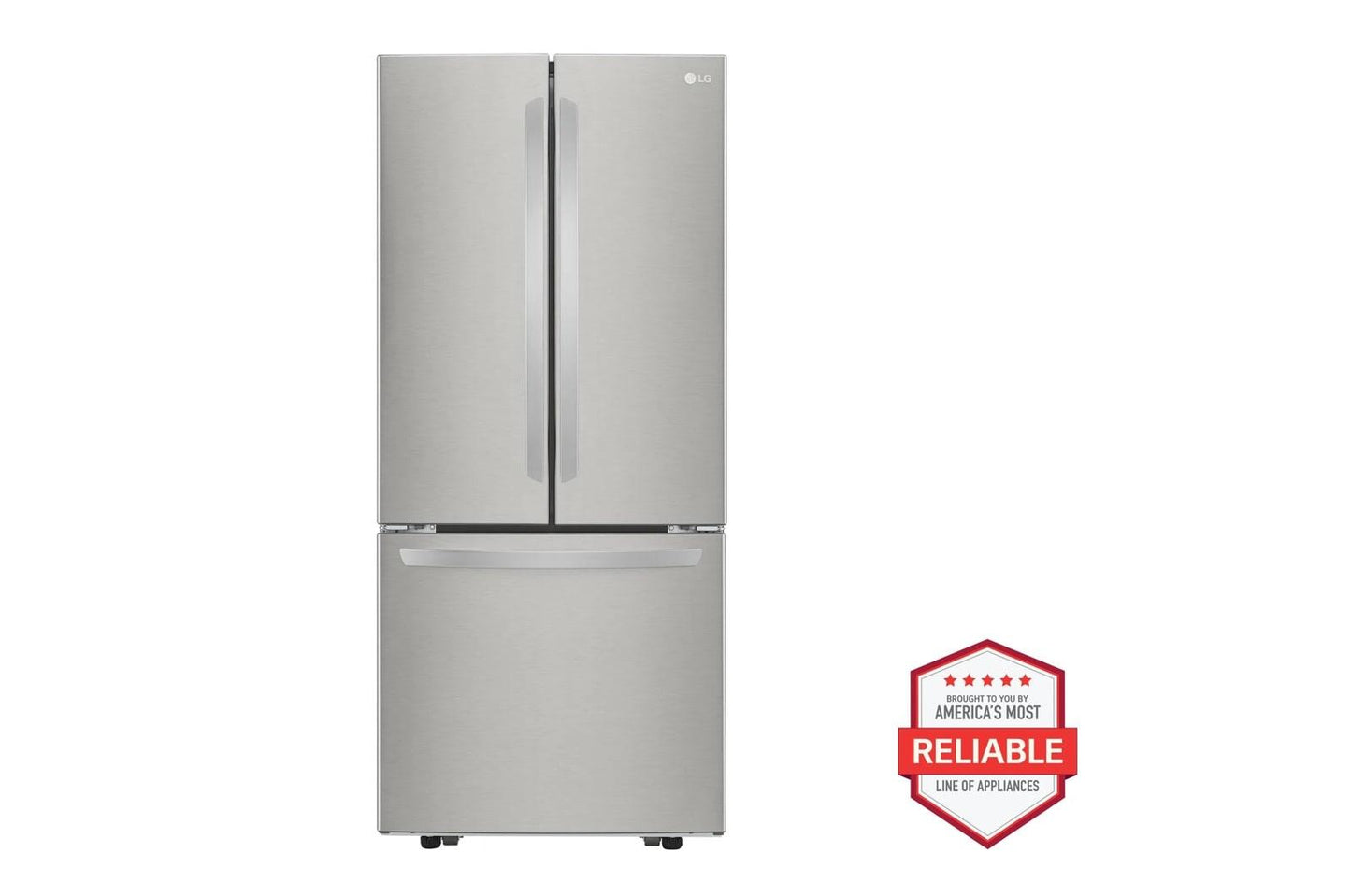 Lg LFCS22520SLREL6321SLDFN3432T 22 cu. ft. Standard-Depth French Door Refrigerator with Freestanding Electric Range and Front Control Dishwasher Kitchen Package in Stainless Steel