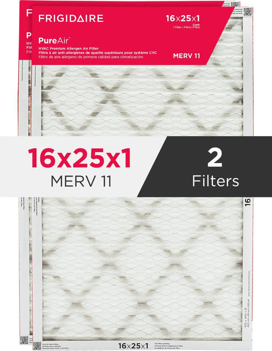 Frigidaire HVAC1625112 PureAir® 16" x 25" x 1" MERV 11 Premium Allergen Air Filter - 2 Pack
