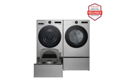 Lg WM5500HVADLEX5500VWD300CVWDP6V 4.5 cu. ft. Front Load Washer and 7.4 cu. ft. Electric Dryer with pedestal washer and drawer Laundry Set in Graphite Steel