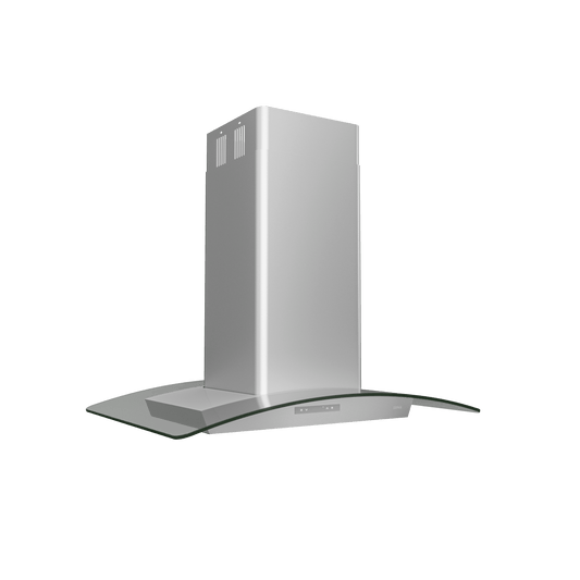 Zephyr ZMLM90CG Milano Connect Island, 90cm, SS+Glass, LED, ACT