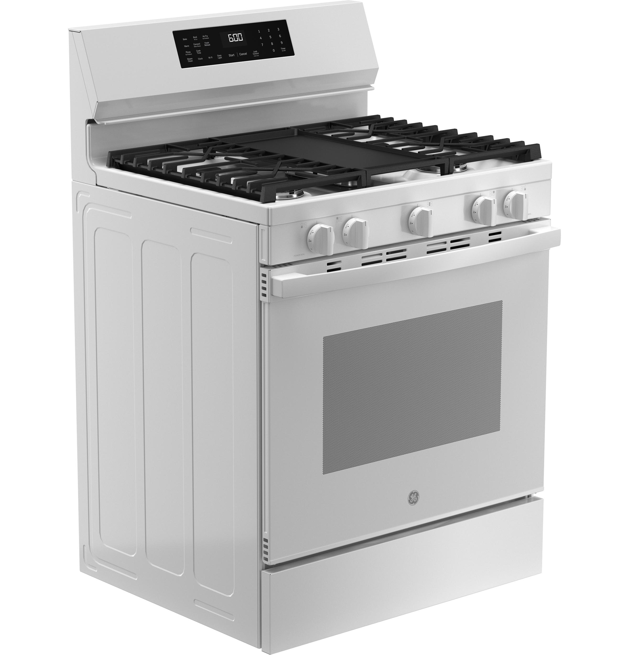 GGF600AVWW GE® 30" Free-Standing Gas Convection Range with No Preheat Air Fry and EasyWash™ Oven Tray