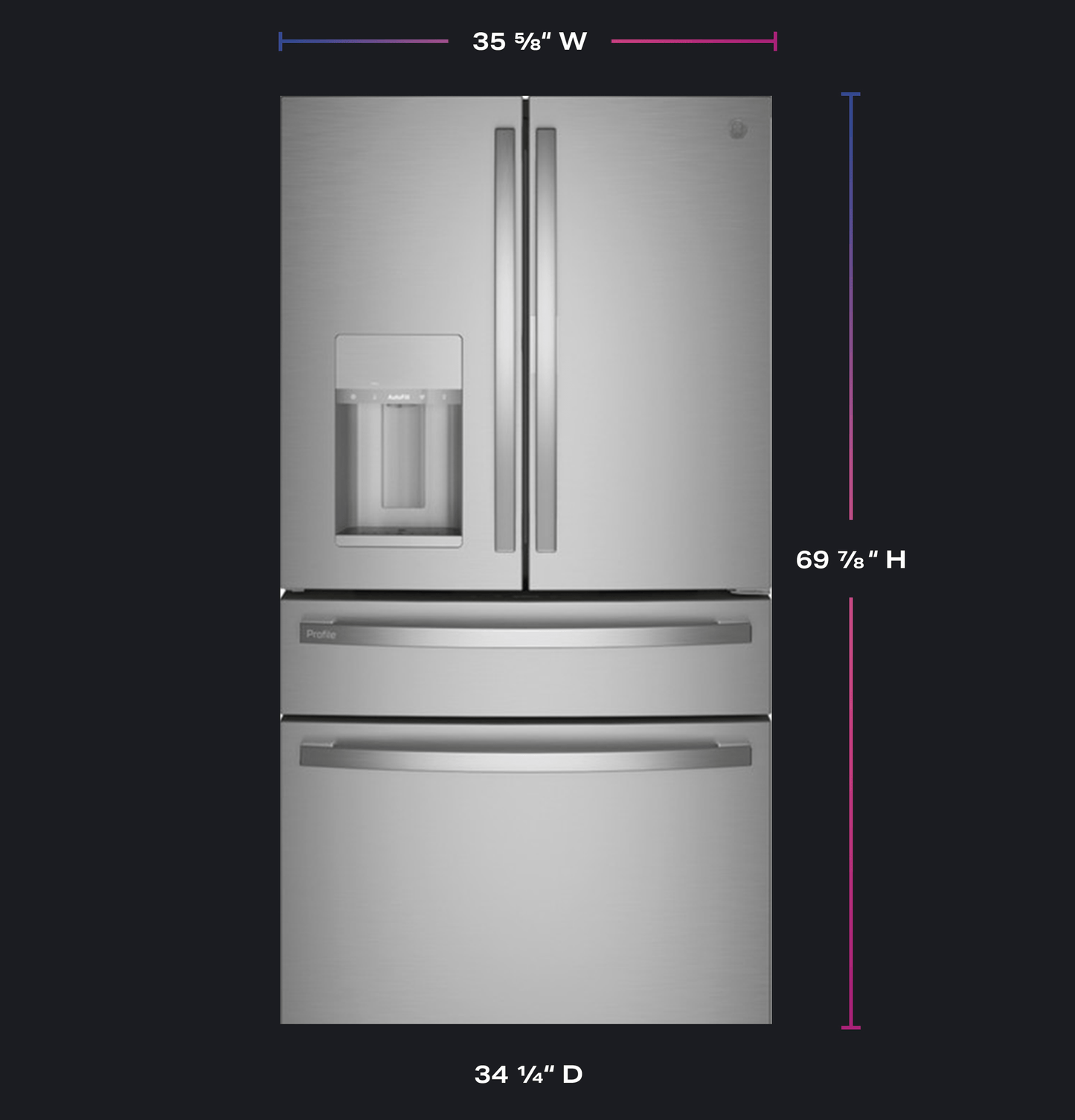 PXD22BYPFS GE Profile™ 22.4 Cu. Ft. Smart Counter-Depth Fingerprint Resistant 4-Door French-Door Refrigerator with Door In Door
