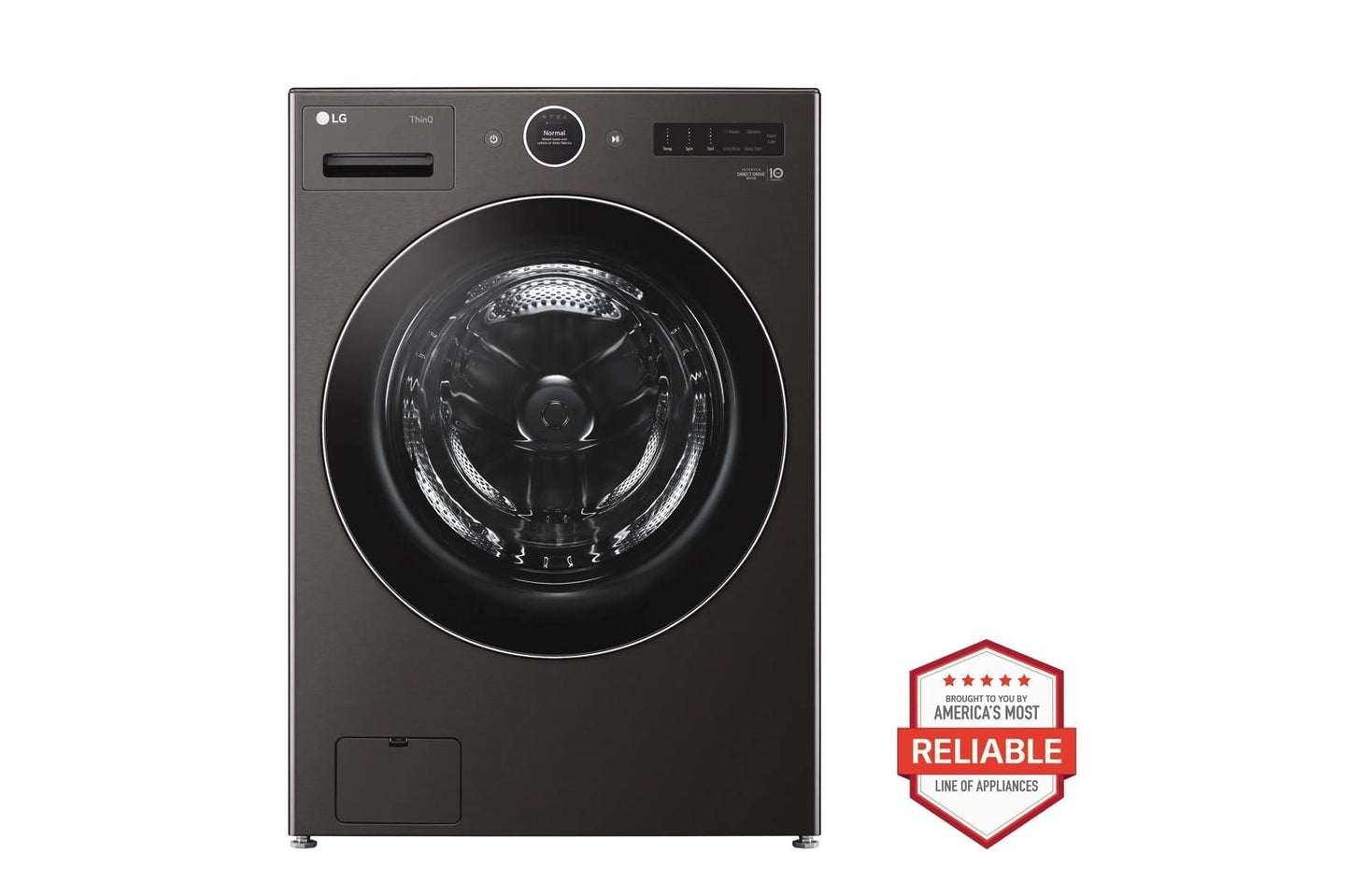 Lg WM6700HBADLGX6701BWD300CBWDP6B 5.0 cu. ft. Front Load Washer and 7.4 cu. ft. Gas Dryer with pedestal washer and drawer in Black Steel