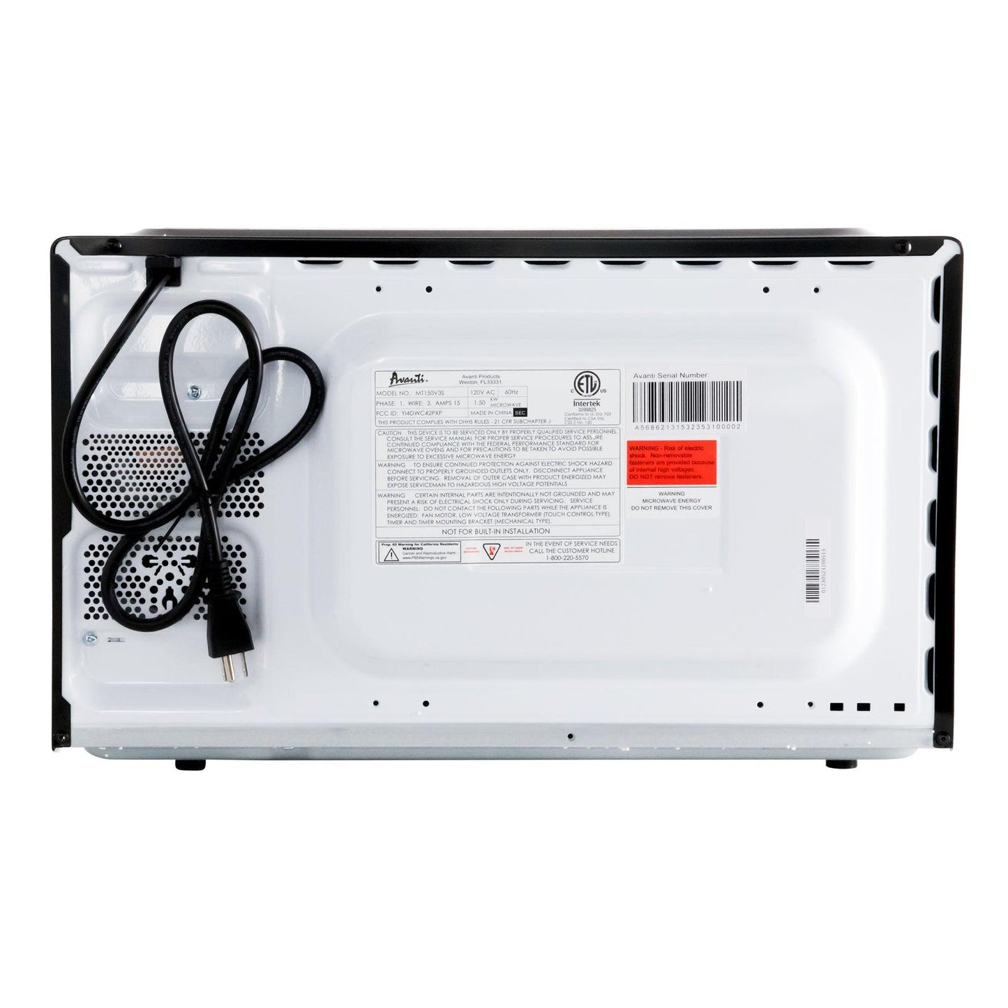 MT150V0W Avanti 1.5 cu. ft. Microwave Oven - White