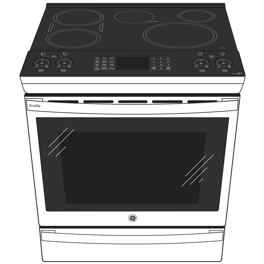 PHS93EYPFS GE Profile™ ENERGY STAR® 30" Smart Slide-In Fingerprint Resistant Front-Control Induction and Convection Range with No Preheat Air Fry