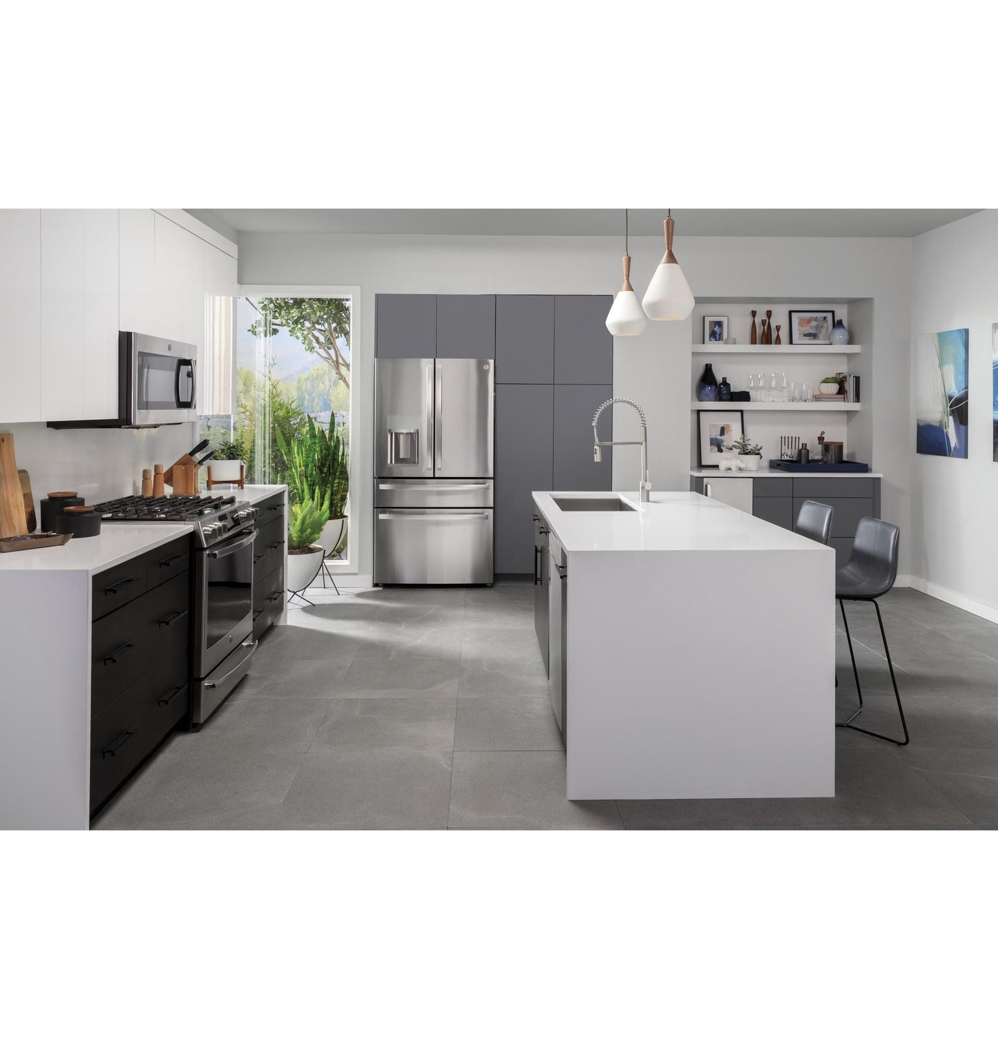 PXD22BYPFS GE Profile™ 22.4 Cu. Ft. Smart Counter-Depth Fingerprint Resistant 4-Door French-Door Refrigerator with Door In Door