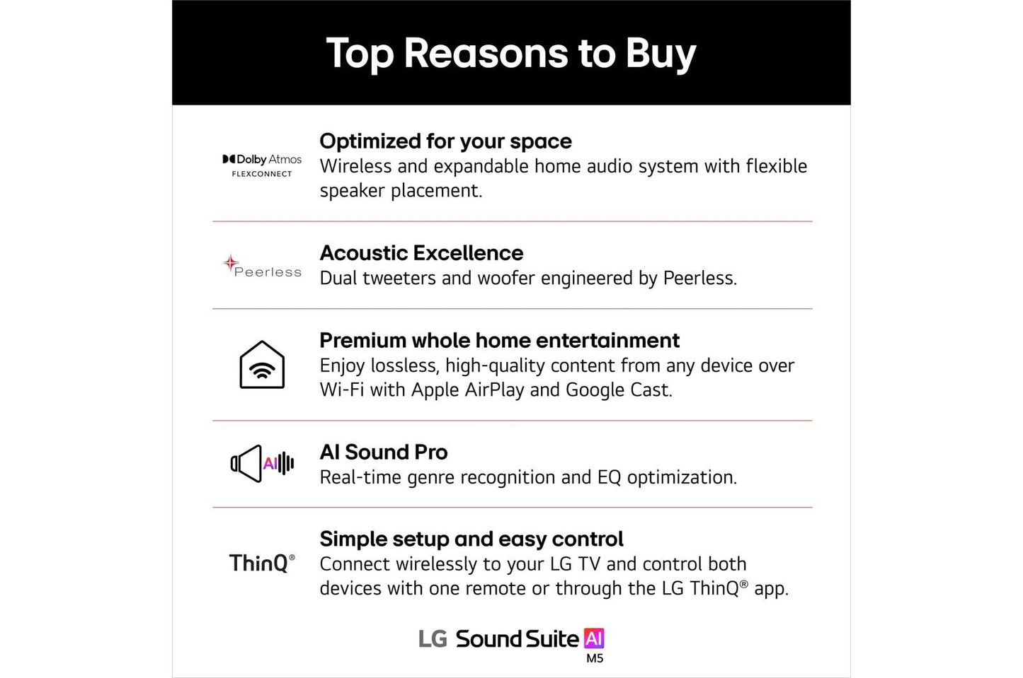 Lg M5 Sound Suite M5  Wireless Speaker  Ch 1.1.1  Dolby Atmos FlexConnect  Spatial Audio