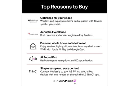 Lg M5 Sound Suite M5  Wireless Speaker  Ch 1.1.1  Dolby Atmos FlexConnect  Spatial Audio